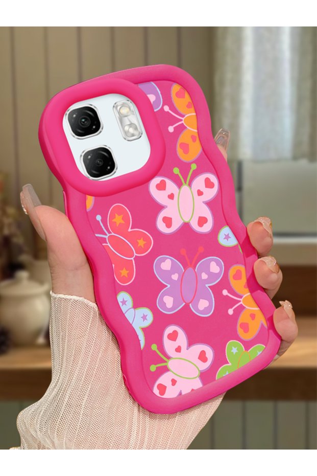 Infinix Hot 50I Compatible Case Camera Protector Red Silicone Couple Phone Case Butterfly Pattern