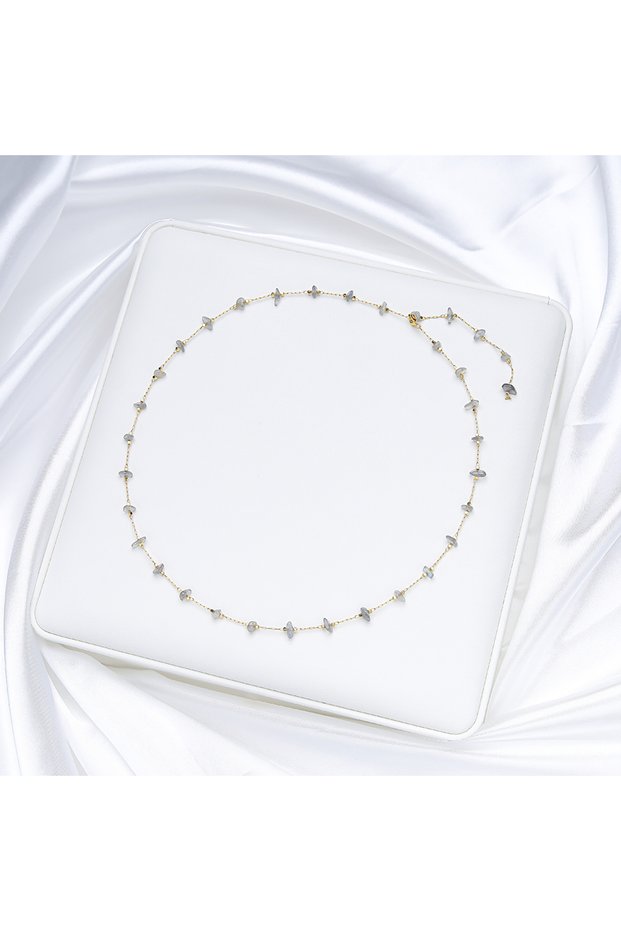 50cm Labradorite Natural Stone Chain Necklace for Women Fashion Jewelry on Neck Set Party /Weddin