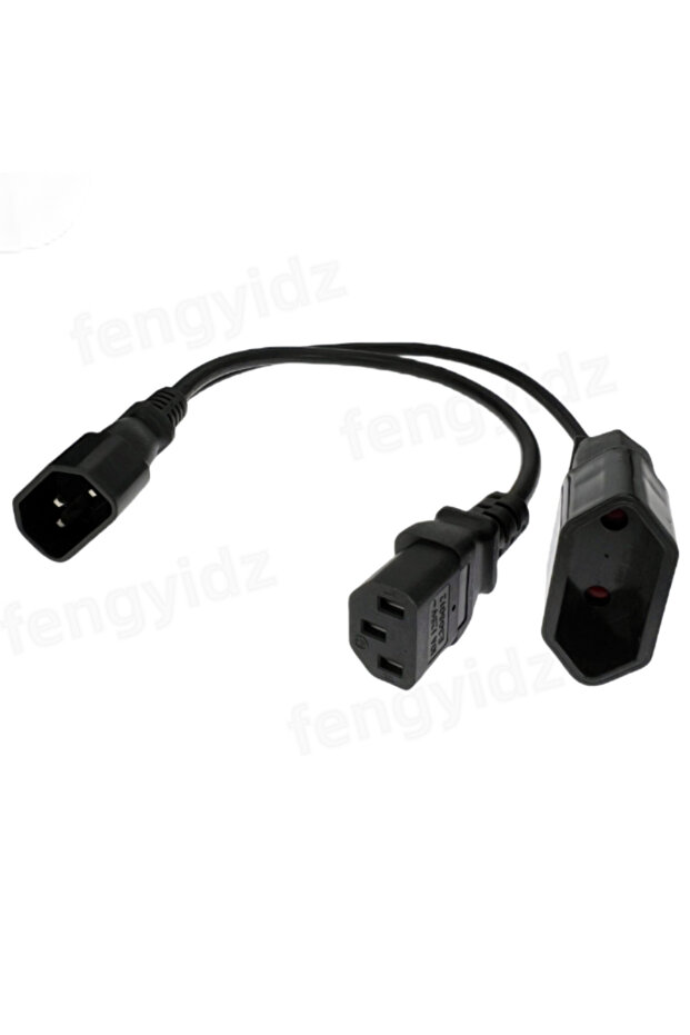 Y Splliter Power Cord IEC320 C14 Plug 3-Prong Male Power Cable Cord AC Power Adapter to C13+ CEE7...