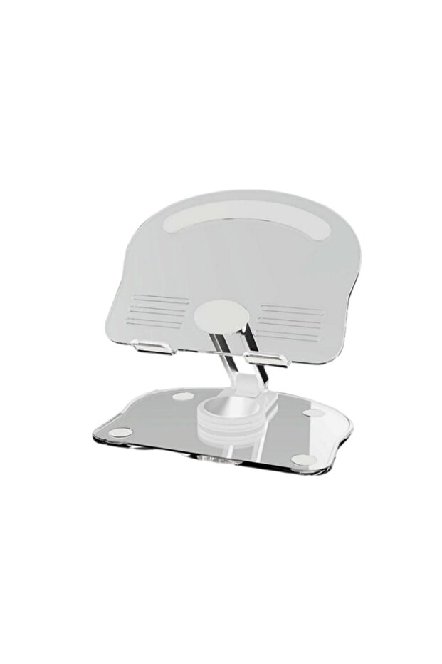 WHITE Transparent Acrylic Rotating Foldable Multifunctional Mobile Phone and Tablet Stand Lightweigh