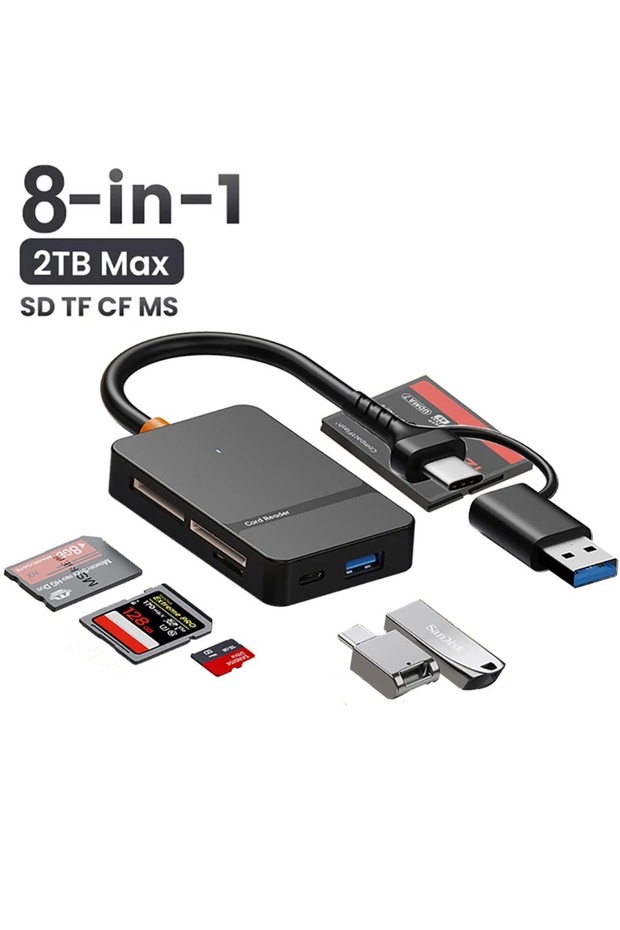 kebidumei 8 IN 1 card reader Kebidumei USB C 8-in-1 Card Reader Multi-functional Card Reader Support