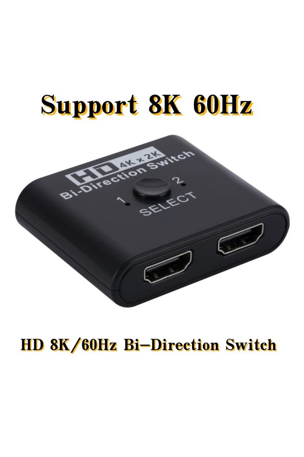8K 60Hz 8k HDTV HDMI Switch 2-Port Bi-Directional Adapter 2x1/1x2 Video Selector for Laptop PS3/PS4