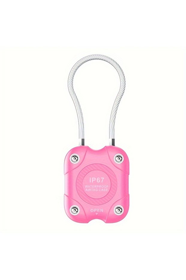 Pink For Airtag Case-Compatible Waterproof Case With Steel Wire Cable-Versatile Protection For Key,L
