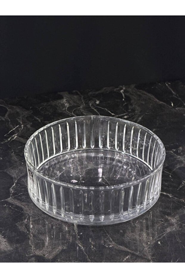 Luxury Striped Glass Salad and Fruit Bowl