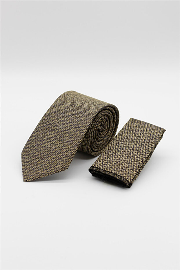 Yellow-Navy Blue Patterned 7 cm Tie 1090260110