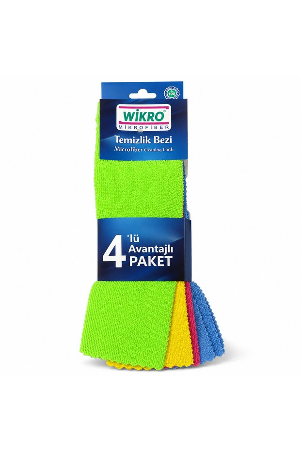 Wikro 4-Pack Microfiber Cleaning Cloth – Multi-Purpose, Soft Textured, Colorful Home and Car Cleaning Cloth