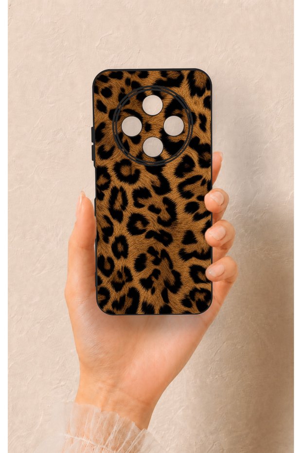 Tecno Spark 30C Compatible Dark Leopard Leather Pattern Silicone Case