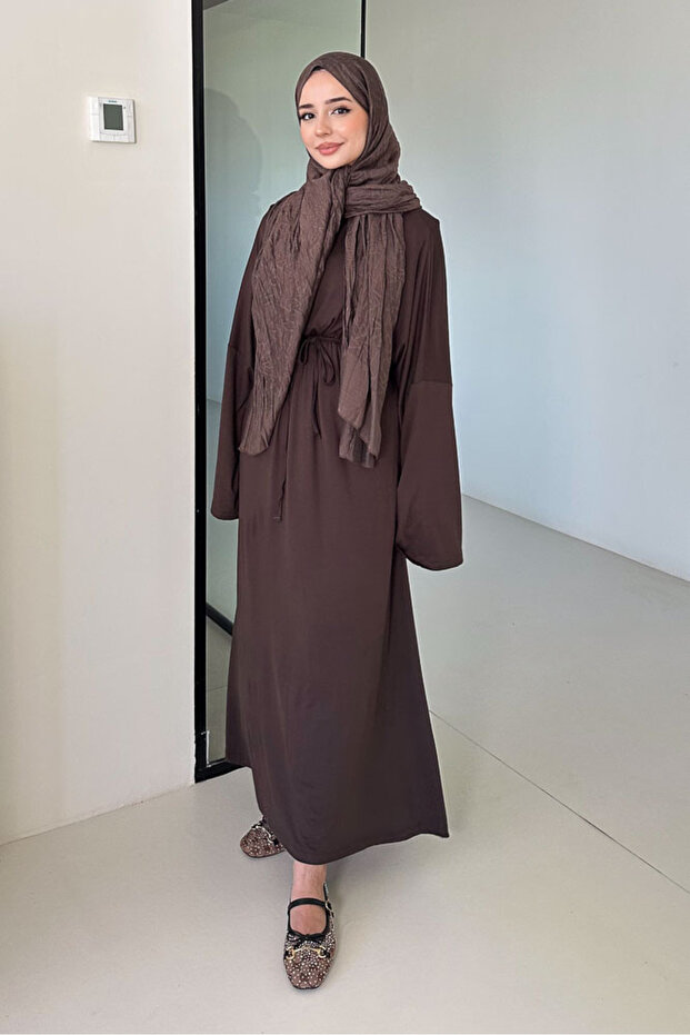 Basic Combed Cotton Dress - Brown