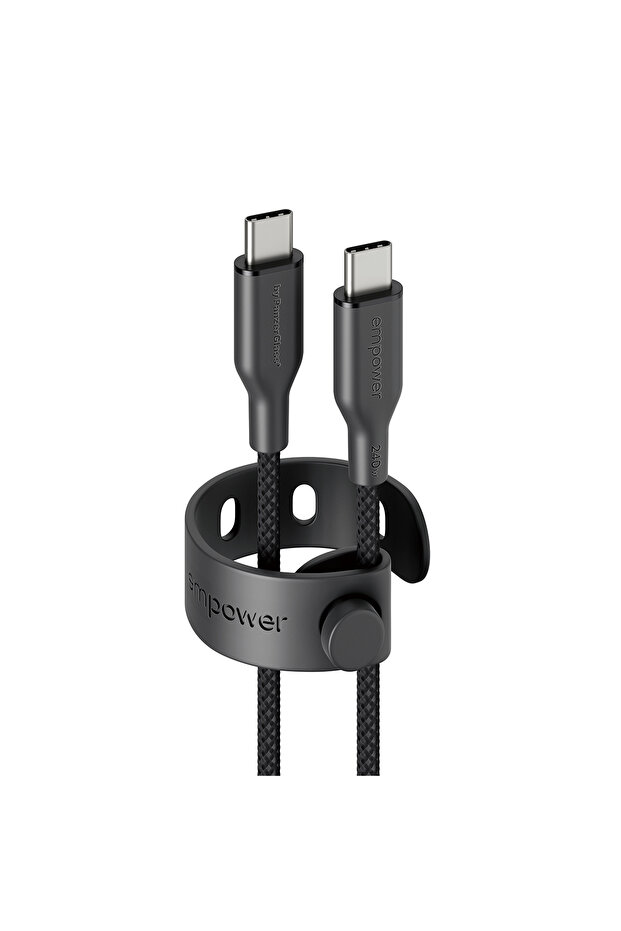 ™ من بانزر جلاس ® كابل USB-C إلى USB-C للسباقات بقوة 240 واط | يو إس بي 2.0 | 1.2 مليون | أسود فلكي
