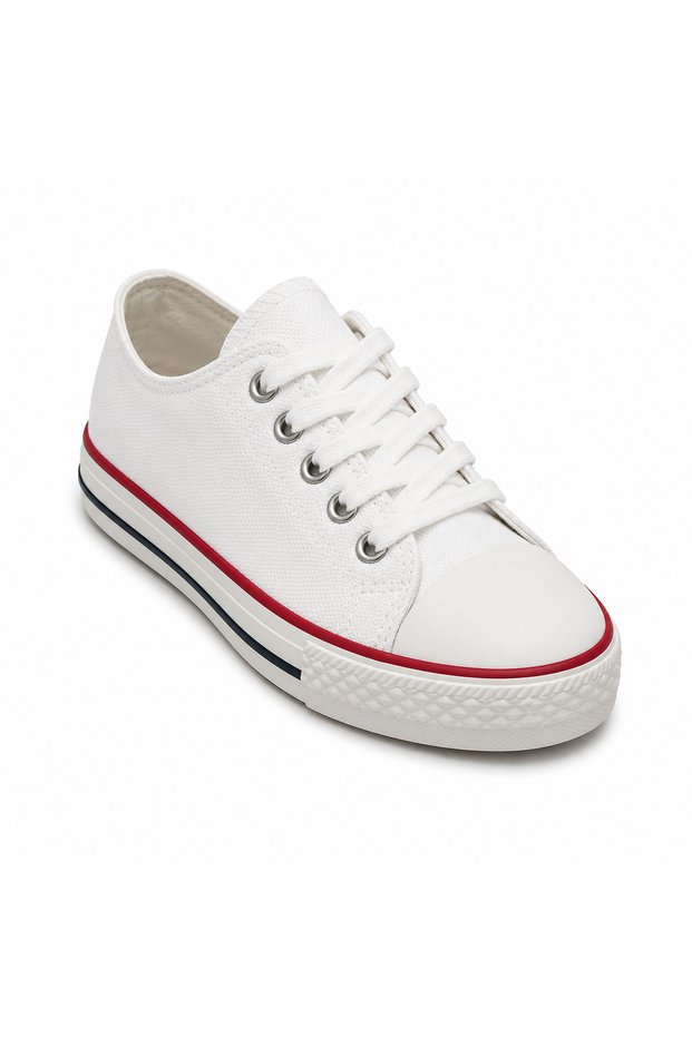 White Unisex Casual Canvas Sneaker Lace-Up Sports Shoes – Non-Slip Sole, Comfortable and Lightweight