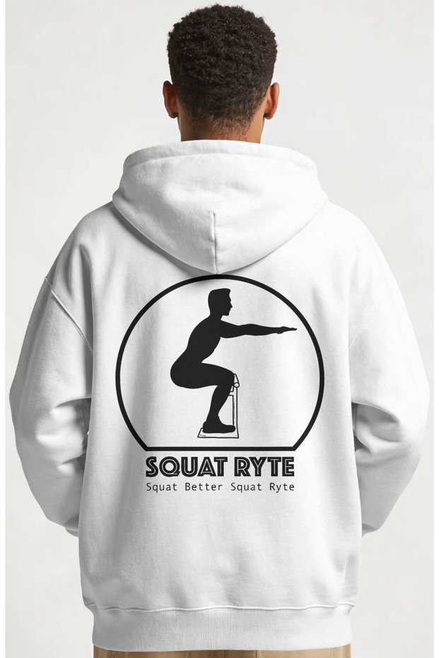 Squat Ryte Fitness Gym Bodybuilding Athlete Back Printed Unisex Oversize Combed Cotton Hoodie