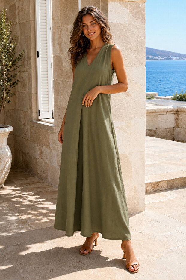 Women's Zero Sleeve V-Neck Dress