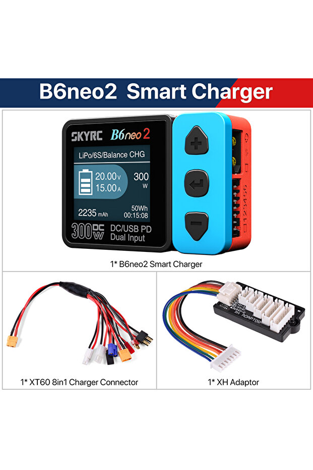 Blue Set1 NEW SKYRC B6neo 2 Smart Charger Multi-Function Smart Charger DC 300W PD 80W LiPo/LiFe/Lilo