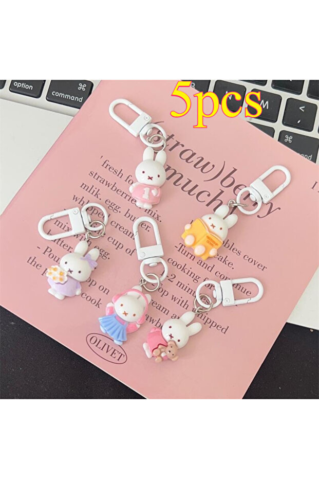 Miffy keychain 5pcs Miffy keychain creative high-value animation cartoon doll doll shape girl heart