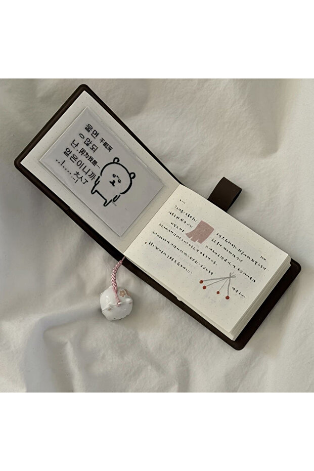 KOQZM 1pc Ins Niche Simple Portable Mini Notebook Diary Mini Cute Brown Pocket Book Japanese Style