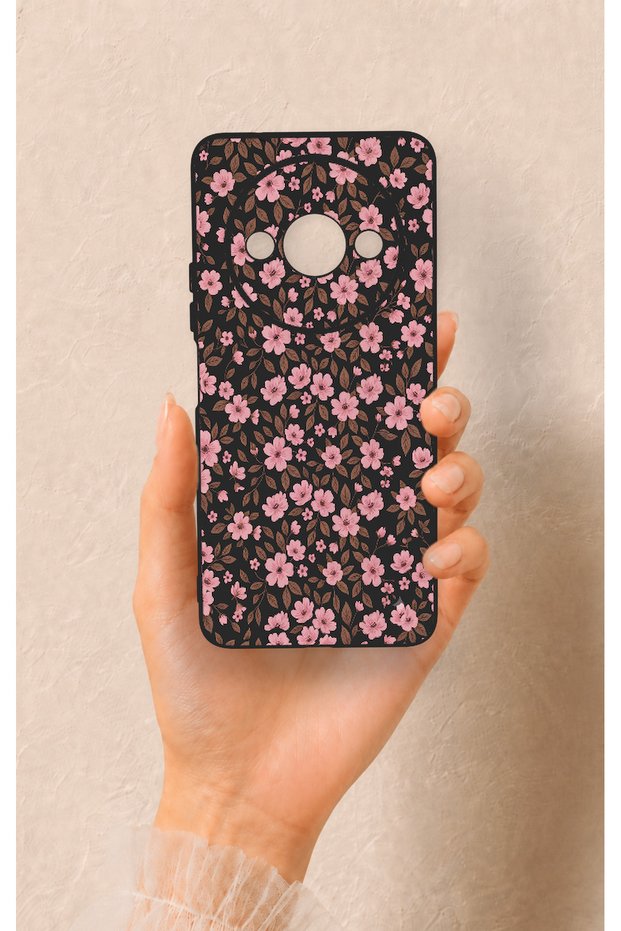 Redmi A3 Compatible Mini Pink Flower Pattern Silicone Case