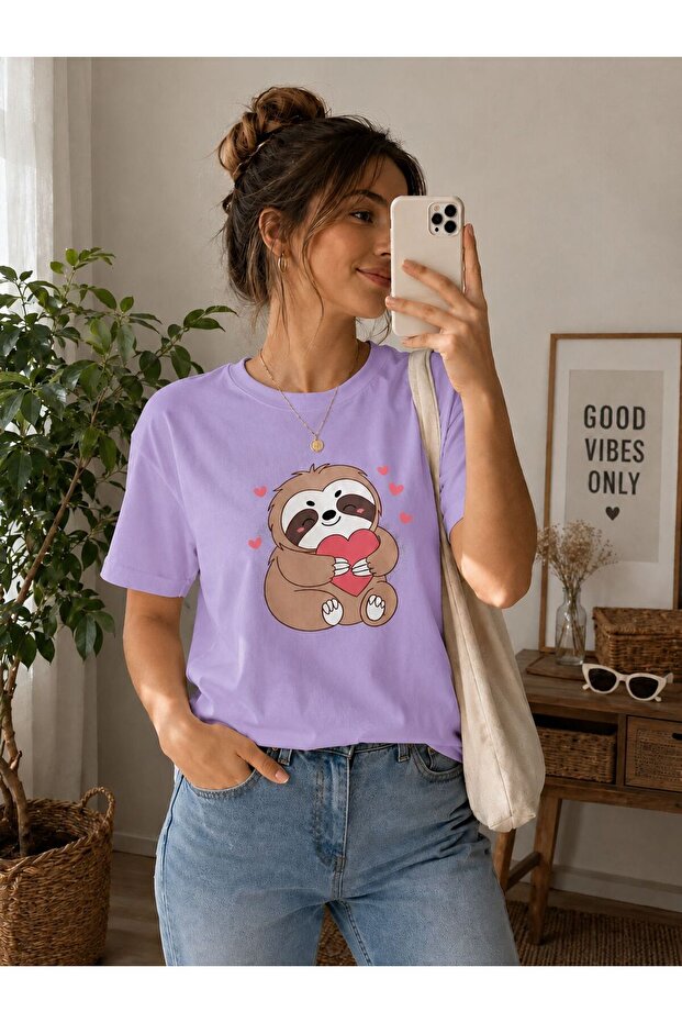 تي شيرت نسائي أساسي مطبوع رقميًا من Sloth