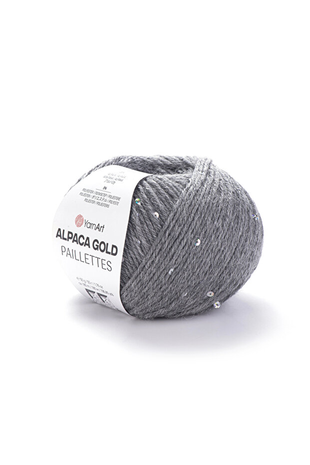 Alpaca Gold Paillettes Gray Hand Knitting Yarn 9304