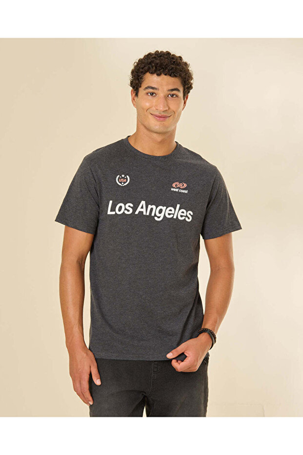 Men Charcoal Graphic T-Shirt
