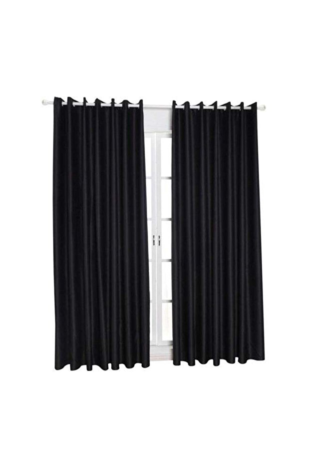 2-Piece Blackout Window Curtain Set Black 51x39inch