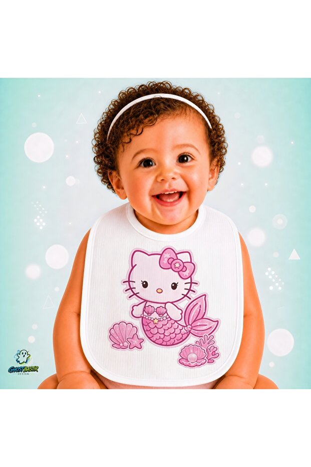 Mermaid Hello Kitty Linen Baby Bib – Soft, Absorbent, Washable, Special Design P043