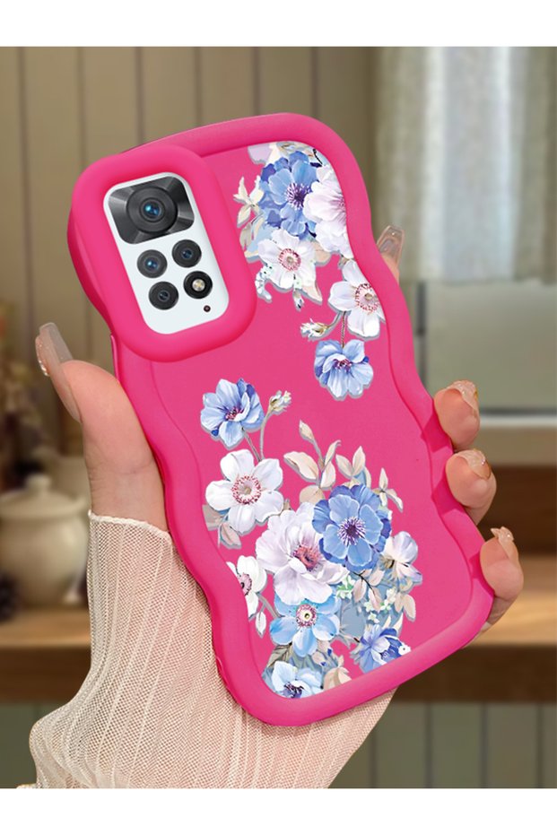 Redmi Note 11 Pro 4g Compatible Case Camera Protector Red Silicone Couple Phone Case Floral Pattern