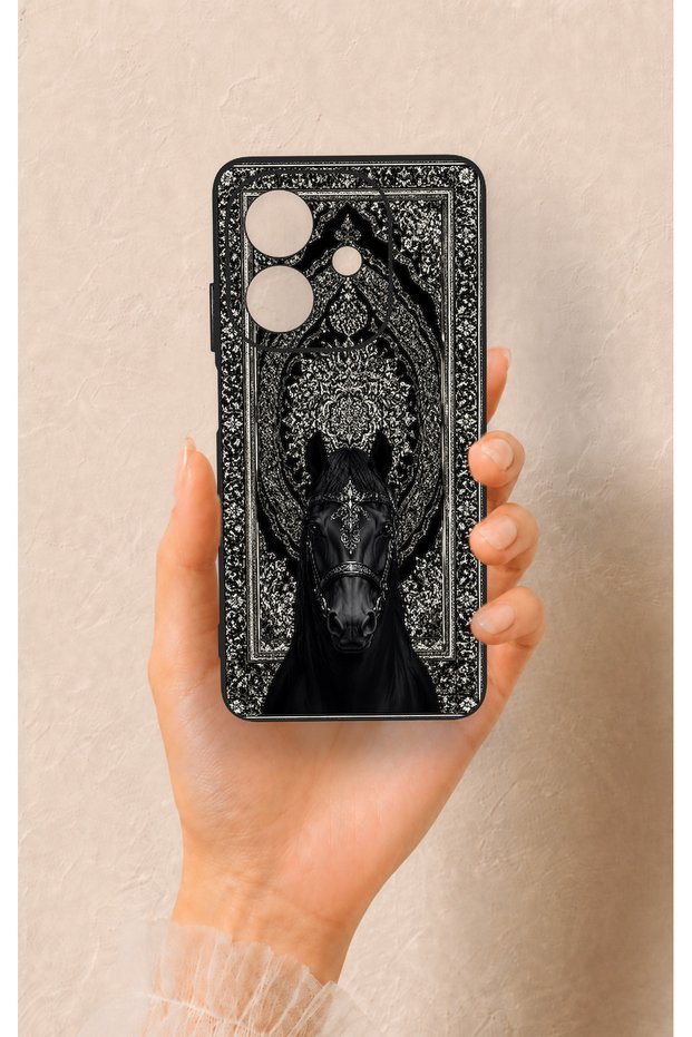 Oppo A3 Compatible Ethnic Horse Figure Patterned Silicone Case