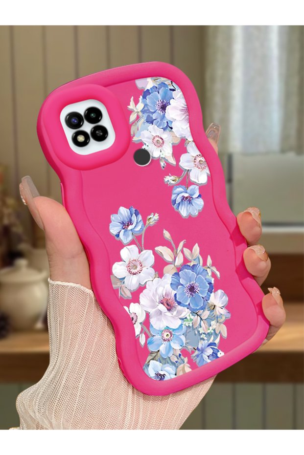 Redmi 9C Compatible Case Camera Protector Red Silicone Couple Phone Case Floral Pattern