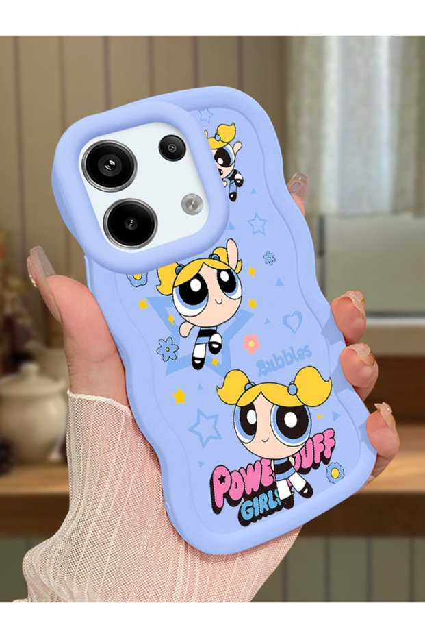 حافظة متوافقة مع هاتف Redmi Note 13 Pro 5G، حافظة حماية للكاميرا من السيليكون الأزرق، حافظة هاتف بنمط كرتوني