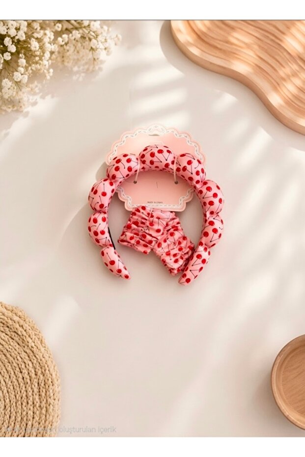 Soft Skin Care Spa Face Wash Makeup Crown Wristband with Cherry