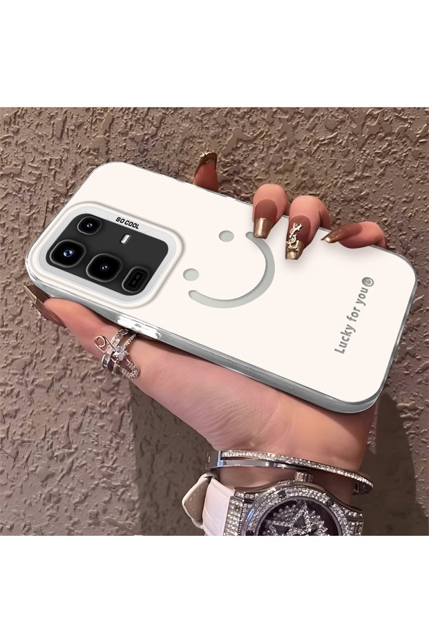 Infinix Note 50 Compatible Plain Written Smiley Face Case, Ins Style Relaxing Stylish Finish