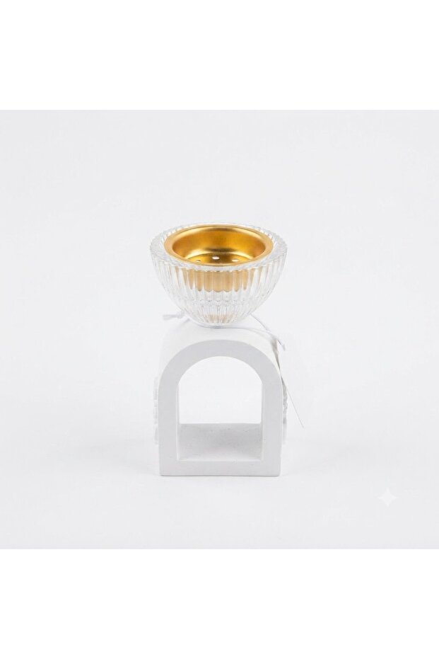 Chalk & Glass Incense Burner Arch Base - 12×6 cm - White / Black / Lavender