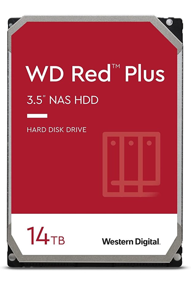 14TB WD Red Plus NAS Internal Hard Drive HDD - 7200 RPM, SATA 6 GB/s, CMR, 512 MB Cache, 3.5" - WD140EFGX