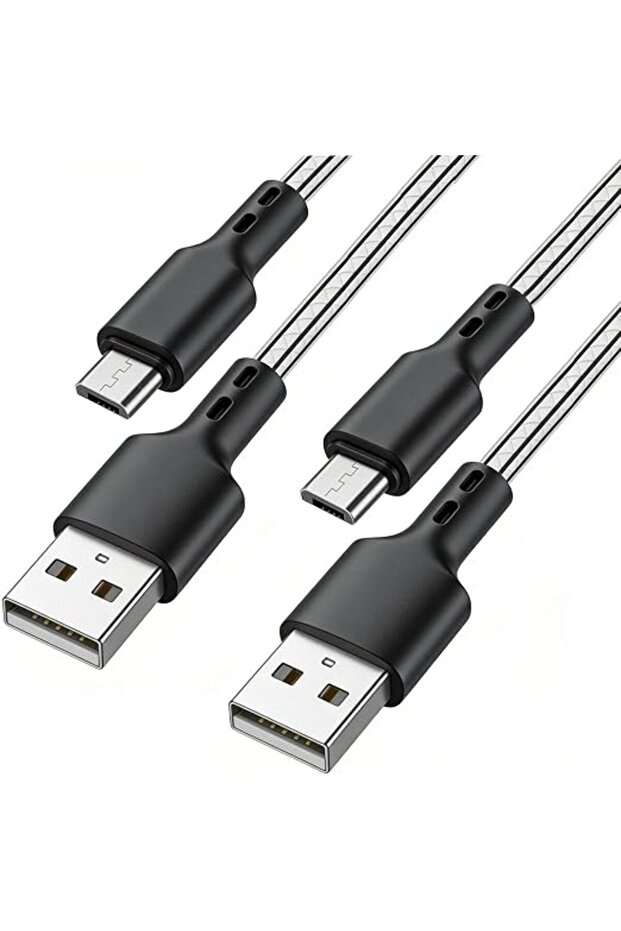 كابل USB A إلى مايكرو USB، 3 أمتار [عبوة من قطعتين] كابلات مايكرو USB، كابلات TPE للشحن السريع ومزامنة البيانات لأجهزة أندرويد الذكية - 4