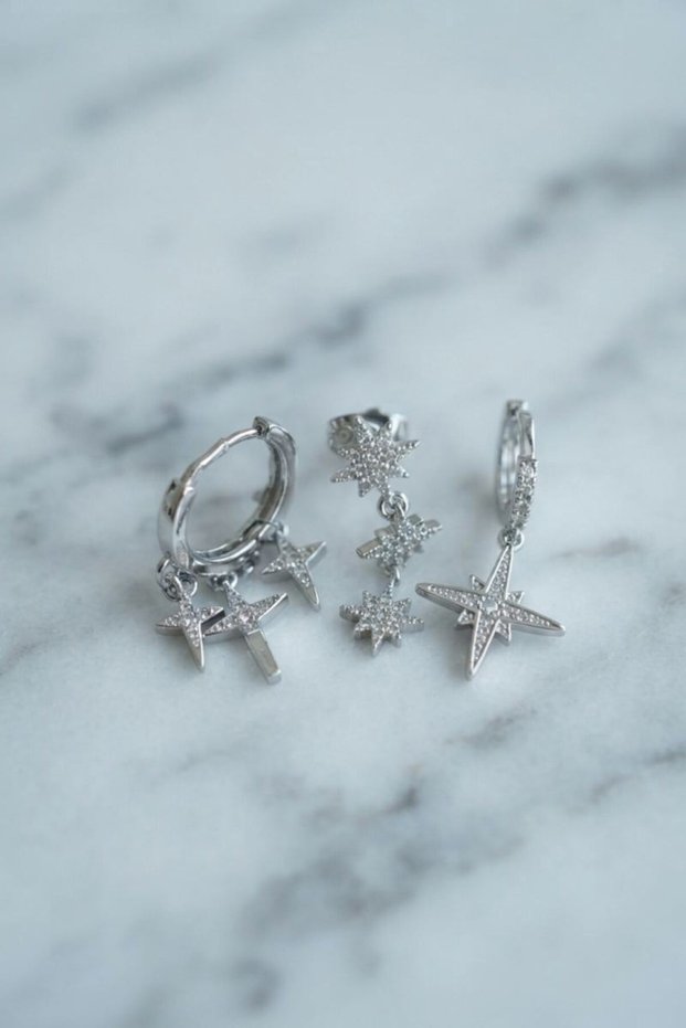 Polar Star Model Silver Color 3-Piece Earring Set Tj-Bkp11973