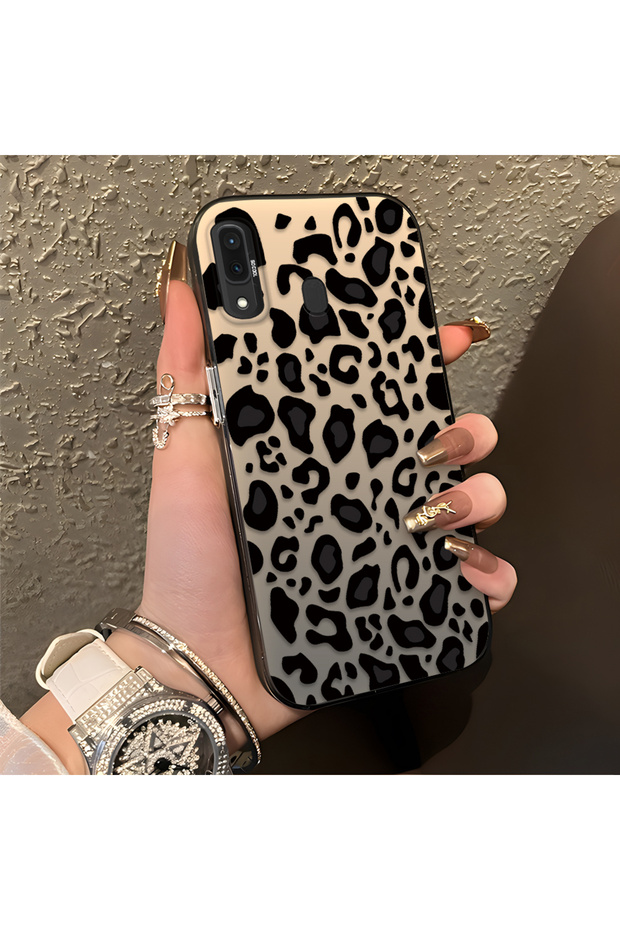 Samsung Galaxy A30/A20 Compatible High-Quality Black Leopard Phone Case, Shockproof
