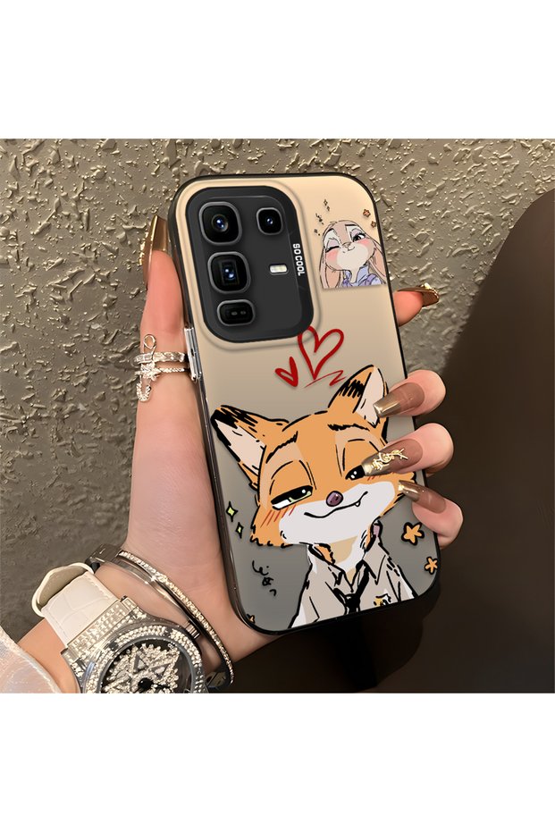 Infinix Note 50 Pro Plus Compatible Heart-Themed Fox Rabbit Printed Case, Friend and Couple