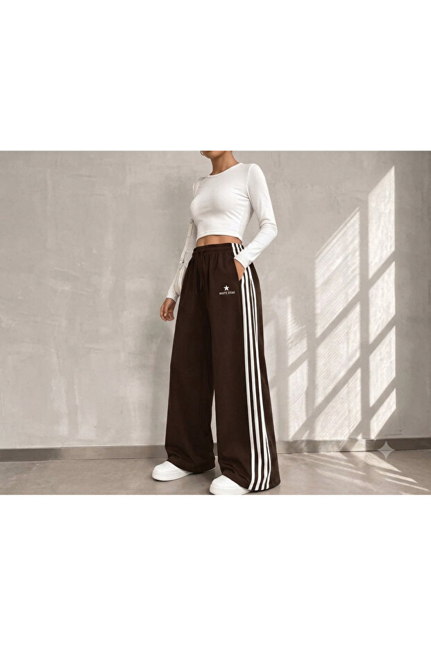 Trendy Oysho Fabric 4-Stripe Palazzo Sweatpants - Trendy Oysho Fabric 4-Stripe Palazzo Sweatpants with a Soft Texture.
