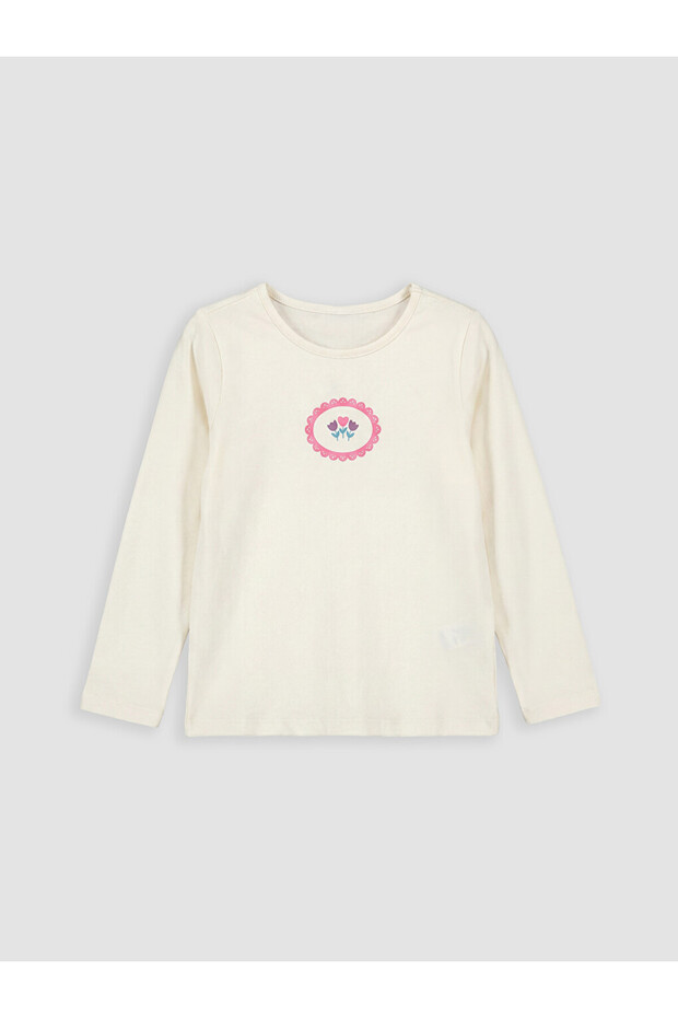 Crew neck printed girl's t-shirt