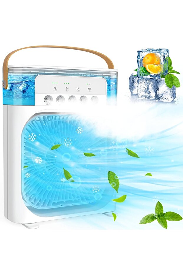 Portable Air Cooler - USB Powered Mini Air Conditioner, suitable for office, home and car, 3 fan speeds, 360° adjustment, 1/2/3 hour timer - White
