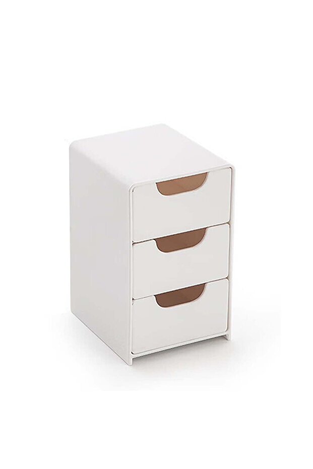 Small acrylic drawer organizer, three-layer white desktop office supplies organizer, mini drawer organizer, desktop cosmetics/jewelry organizer.