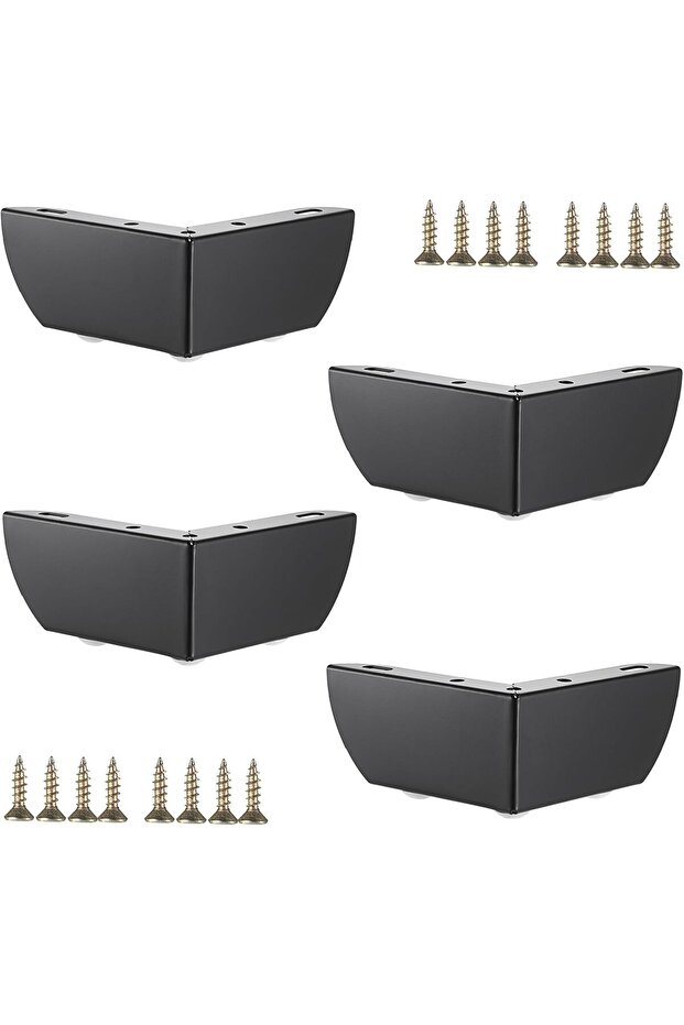 4-Piece Metal Furniture Legs Set 2-Inch Black Sofa Legs Dressing Table Legs Modern Ottoman Coffee Table Metal Cabinet Triangular