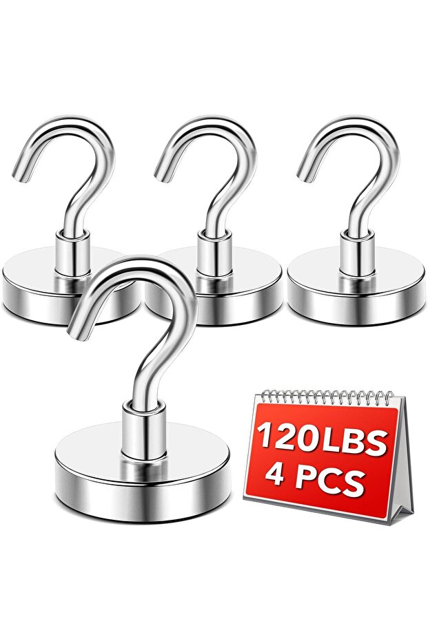 4-Pack Silver 120 lbs Model 2026 Cruise Ship Cabin Magnetic Hooks Fridge