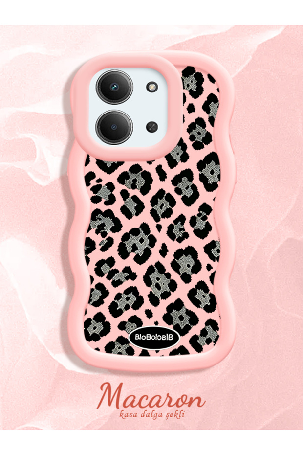 High Quality Silicone Phone Case with Wavy Frame Leopard Print Compatible with Redmi 15C 4g