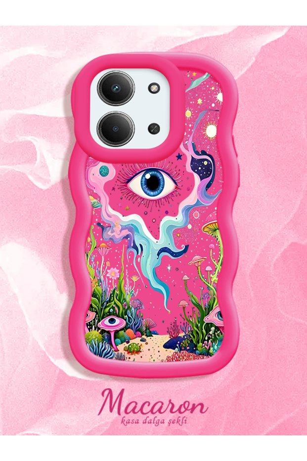 Redmi 15C 4g Compatible Colorful Psychedelic Eye Mushroom Drawing Flat Print Case