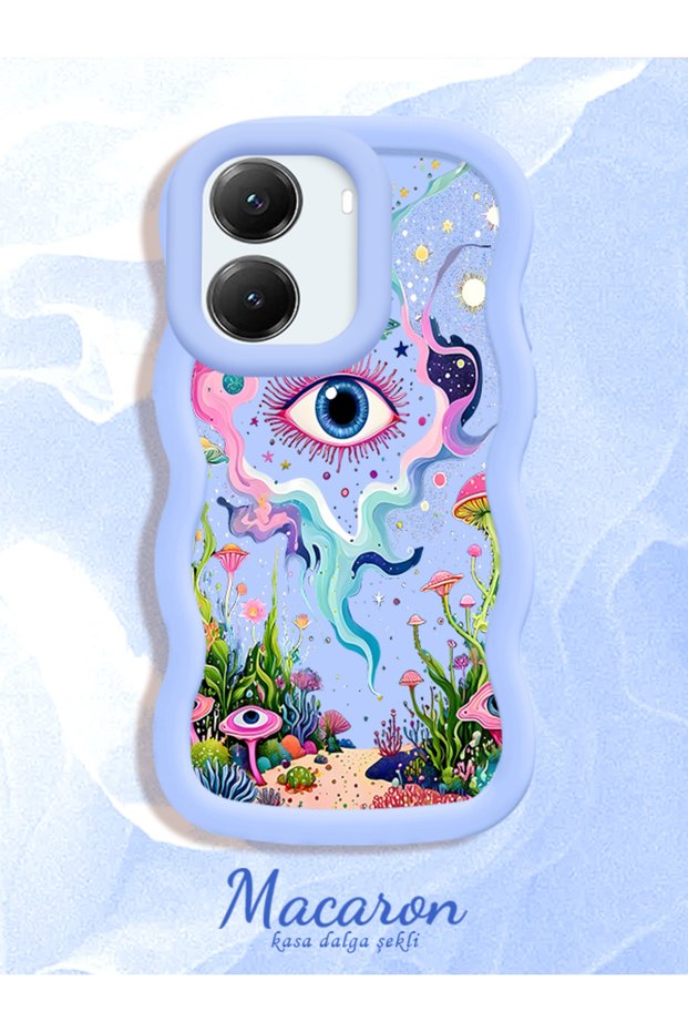 Poco X7 Pro Compatible Colorful Psychedelic Eye Mushroom Drawing Flat Print Case
