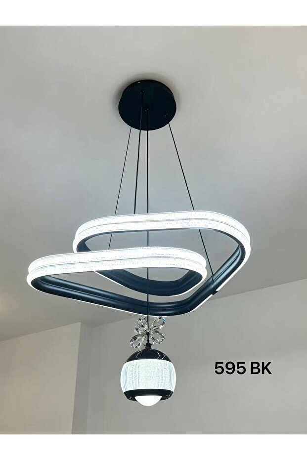 595 Black – Modern Led Pendant Light with Interlocking Rings