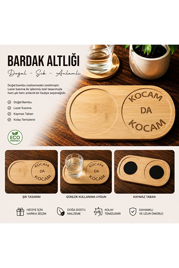 Bamboo Two-Compartment Coffee Presentation Tray