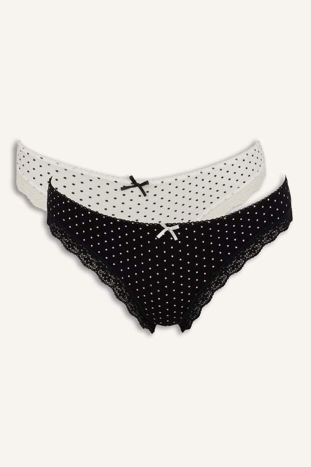 Lace Detailed Ribbed 2-Piece Slip Panties I4415Ax26Au