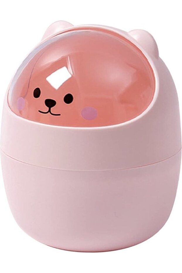 Tabletop Trash Can with Lid - Pink